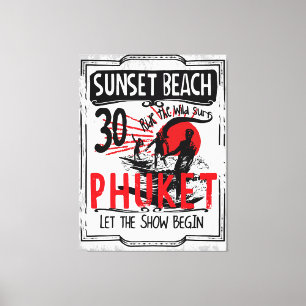 Sunset Beach Phuket Stretched Canvas – Vintage Print