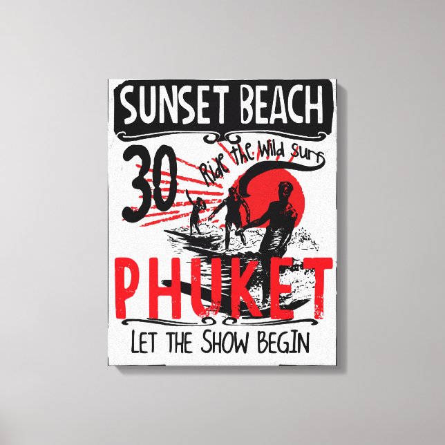 Sunset Beach Phuket Vintage Canvas Print (Front)