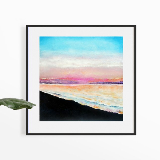 Sunset Beach Pink Blue Art Print (Creator Uploaded)