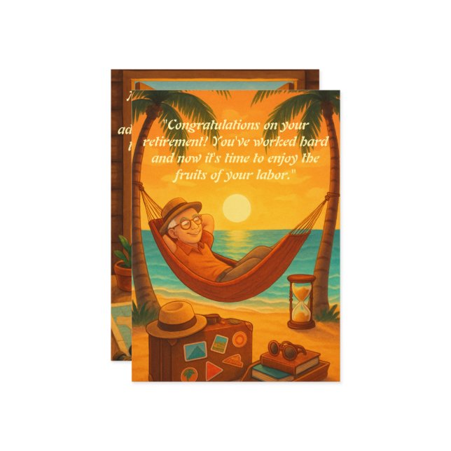 Sunset Beach Retirement Greeting Card  (Front/Back In Situ)