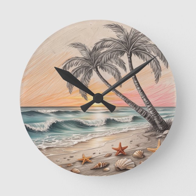 Sunset Beach Round Clock (Front)