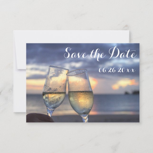 Sunset Beach Save The Date Flat Cards (Front)