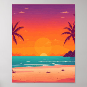 Sunset Beach Scene Poster
