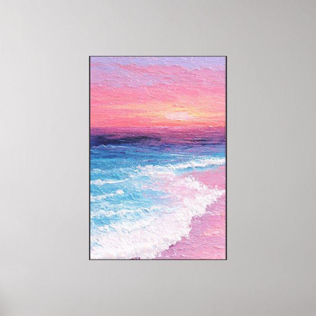 Sunset Beach Scene with Waves – Abstract Wall Art (Front)
