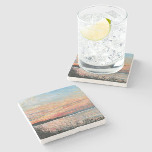 Sunset Beach Shoreline Stone Coaster