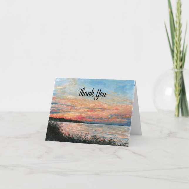 Sunset Beach Shoreline Thank You Card (Front)