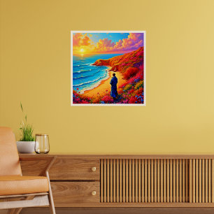 Sunset Beach Solitude Serenity Design Poster