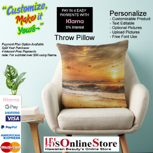 Sunset Beach Square Polyester Large Pillow 18