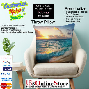 Sunset Beach Square Polyester Large Pillow 19