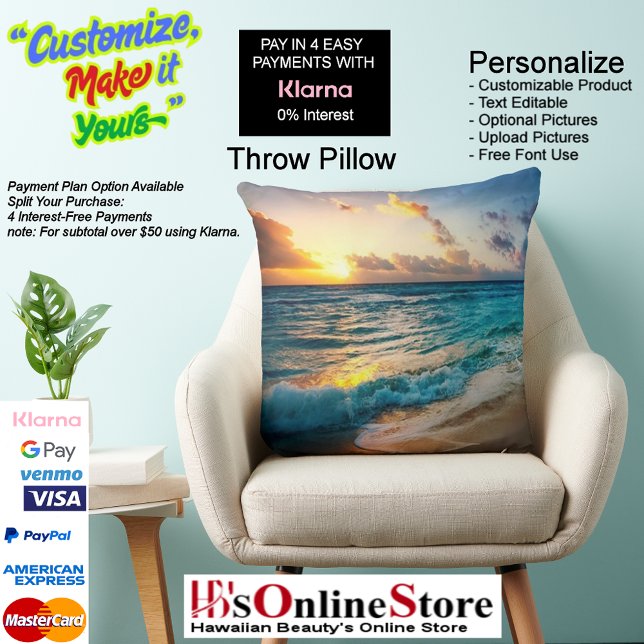 Sunset Beach Square Polyester Large Pillow 19 (Sunset Beach Square Polyester Large Pillow 19.)