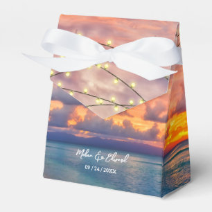 Sunset Beach String Lights Wedding Favor Box