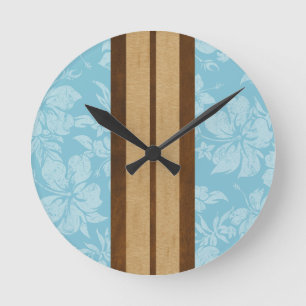 Sunset Beach Surfboard Hawaiian Wall Clocks