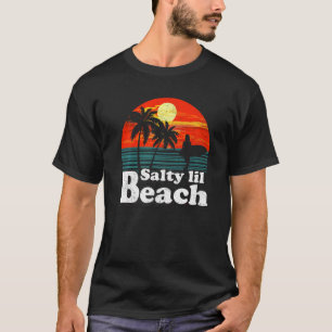 Sunset Beach Surfing Palm Tree Vintage Retro Salty T-Shirt
