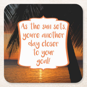 Sunset Beach Theme Target Goal Encouragement Square Paper Coaster