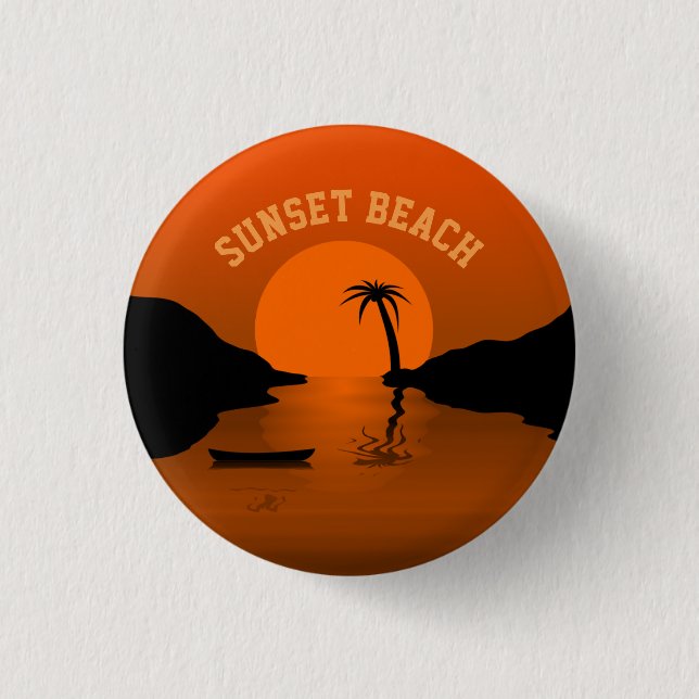 Sunset Beach Tropical Art 1 Inch Round Button (Front)