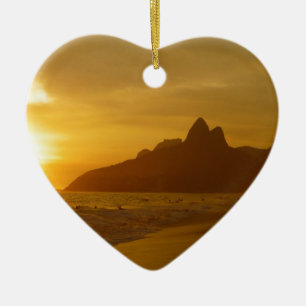 Sunset Beach Tropical Ocean Water Peace Love Sand Ceramic Ornament