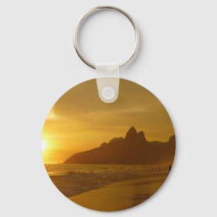 Sunset Beach Tropical Ocean Water Peace Love Sand Keychain