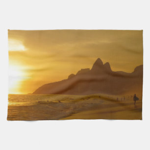 Sunset Beach Tropical Ocean Water Peace Love Sand Kitchen Towel