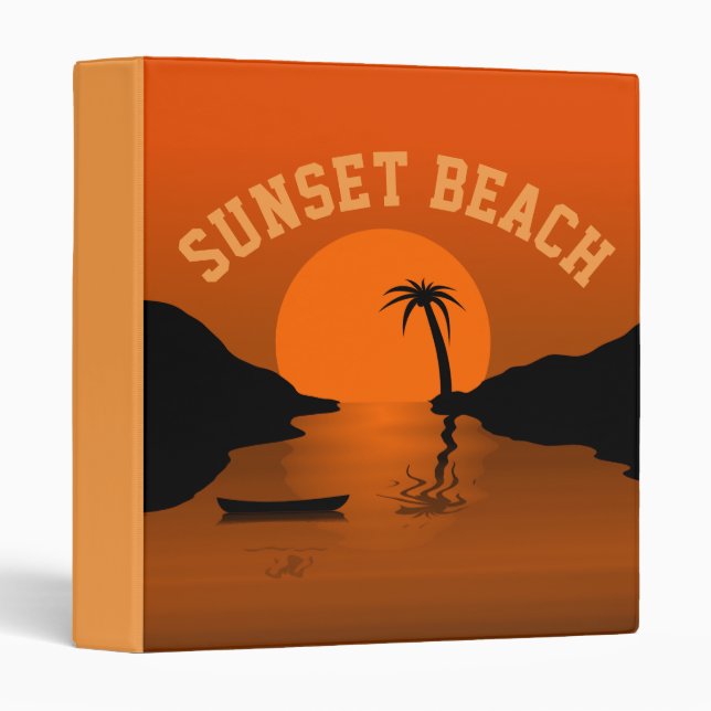 Sunset Beach Tropical Orange Art Binder (Front/Spine)