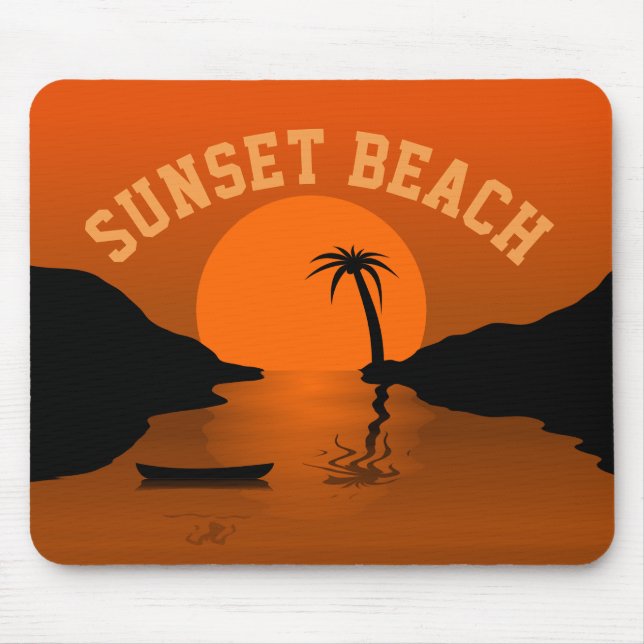 Sunset Beach Tropical Orange Art Mouse Pad (Front)
