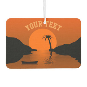 Sunset Beach Tropical Orange Custom Text Air Freshener