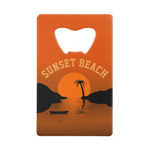 Sunset Beach Tropical Orange Sunset Credit Card Bottle Opener