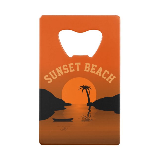 Sunset Beach Tropical Orange Sunset Credit Card Bottle Opener (Front)