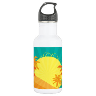 Sunset Beach tropical retro surf design 532 Ml Water Bottle