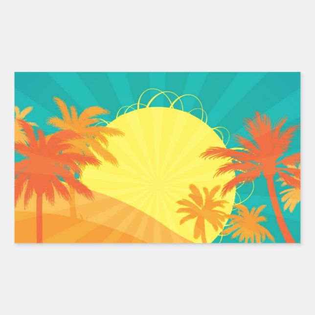 Sunset Beach tropical retro surf design Sticker (Front)