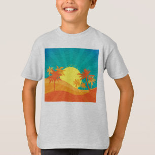 Sunset Beach tropical retro surf design T-Shirt