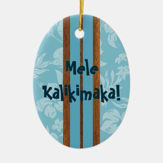 Sunset Beach Vintage Surfboard Ornament (Front)