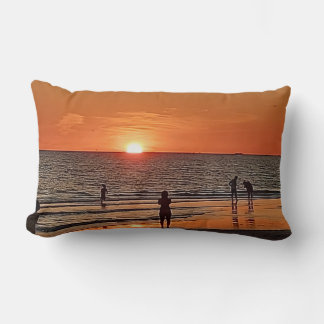Sunset Beach Wall Art Coastal Ocean Decor Lumbar Pillow