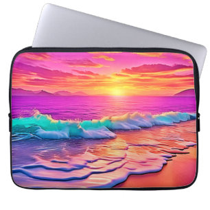 Sunset Beach Waves Design Laptop Sleeve