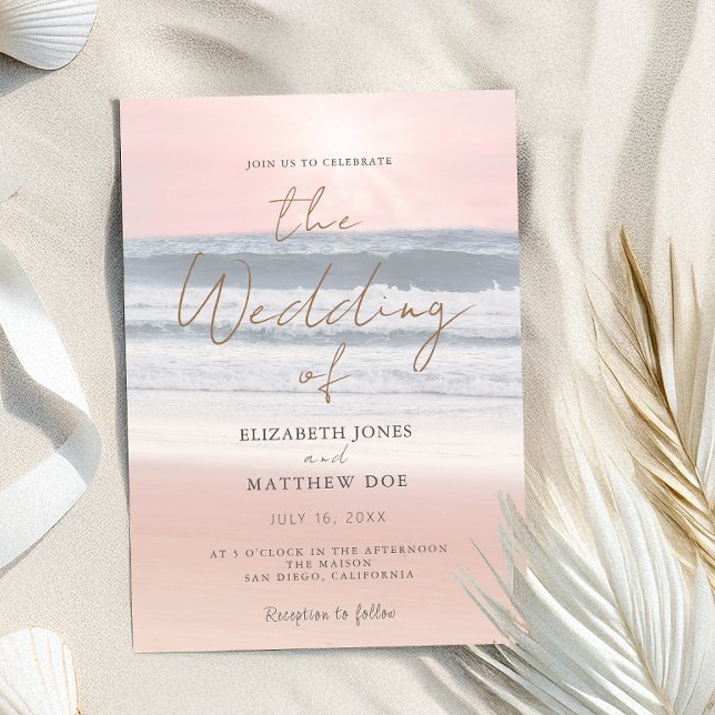 Sunset Beach Wedding Beachfront Wedding Invitation (Creator Uploaded)