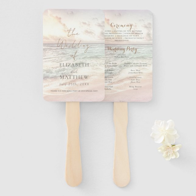 Sunset Beach Wedding  Hand Fan (Front and Back)