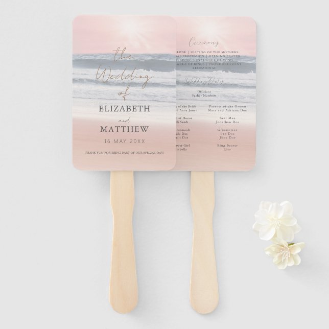 Sunset Beach Wedding Hand Fan (Front and Back)