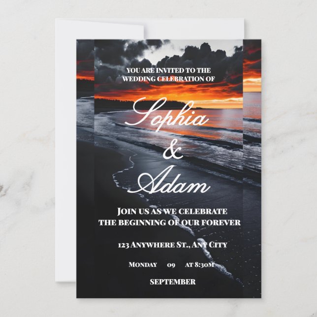 Sunset Beach Wedding Invitation (Devant)