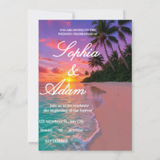 Sunset Beach Wedding Invitation