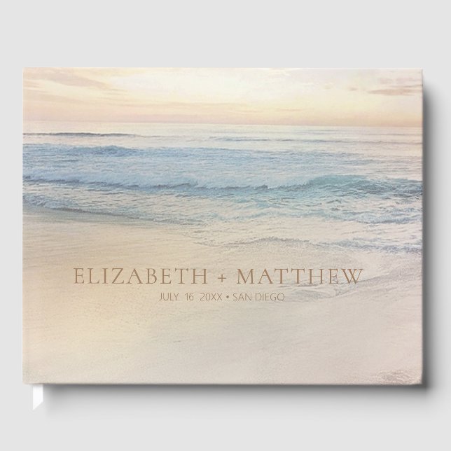 Sunset Beach Wedding | Oceanside Wedding Guest Book (Front)
