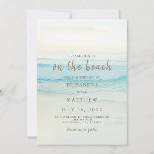 Sunset Beach Wedding   Oceanside Wedding Invitation