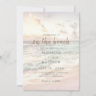 Sunset Beach Wedding   Oceanside Wedding Invitation