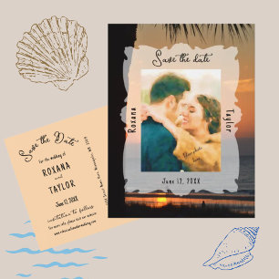 Sunset Beach Wedding Photo Save the Date  Postcard