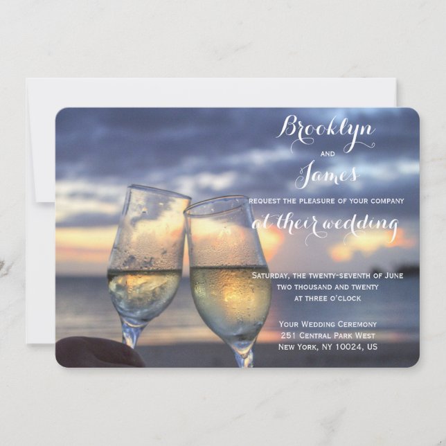 Sunset Beach Wedding Rounded Invitation (Front)