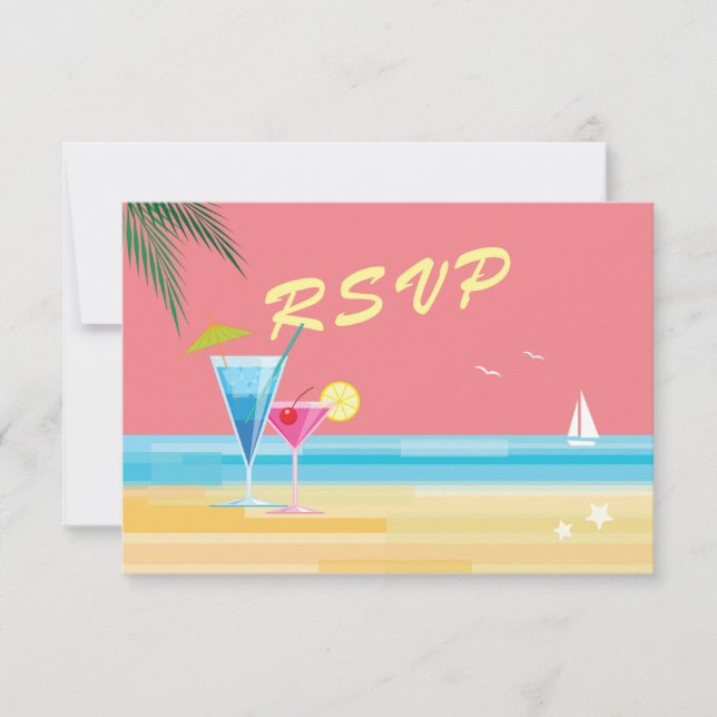 Sunset Beach Wedding RSVP Card (Front)