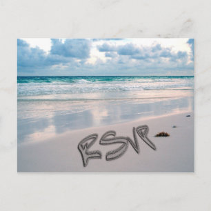 Sunset Beach Wedding RSVP Invitation Postcard