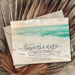 Sunset Beach Wedding Save the Date Postcard<br><div class="desc">Sunset beach save the date wedding postcards for your beach destination wedding. Turquoise waters, white sand and cotton candy pink sky design save the date cards. Customize the front of these beach save the dates with your wedding date, names and the location of your upcoming wedding. Customize the reverse side...</div>