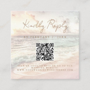 Sunset Beach Wedding Scan Code RSVP Enclosure Card