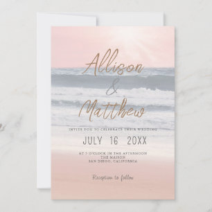 Sunset Beach Wedding   Seaside Wedding Invitation