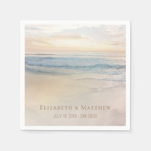 Sunset Beach Wedding   Seaside Wedding Napkin