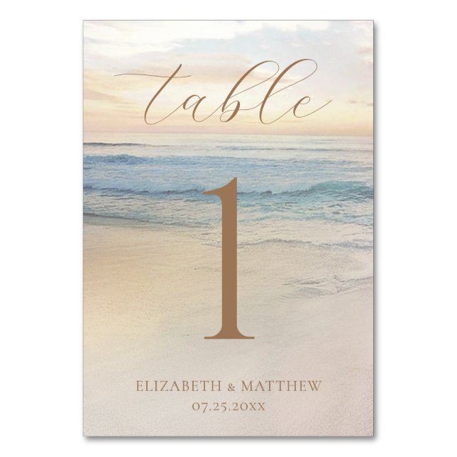 Sunset Beach Wedding Table Number (Front)